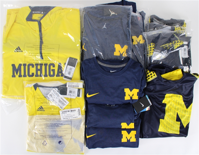 2010s-20s Michigan Wolverines Retail Long Sleeve Shirts & Half Zip Pullovers - Lot of 15