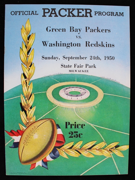 1950 Green Bay Packers Washington Redskins Wisconsin State Fair Park Game Program (Pepper Burruss Collection)