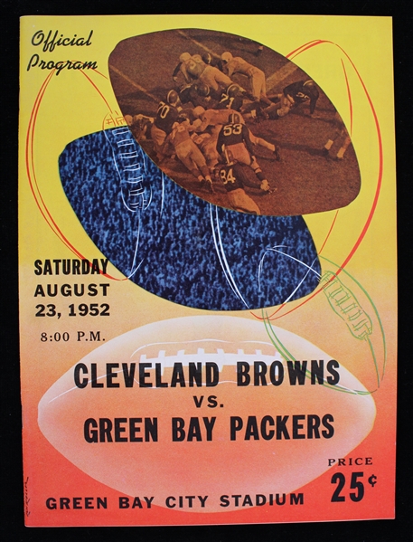 1952 Green Bay Packers Cleveland Browns City Stadium Preseason Game Program (Pepper Burruss Collection)
