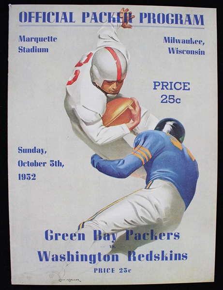 1952 Green Bay Packers Washington Redskins Marquette Stadium Game Program (Pepper Burruss Collection)