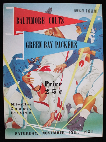 1954 Green Bay Packers Baltimore Colts Milwaukee County Stadium Game Program (Pepper Burruss Collection)