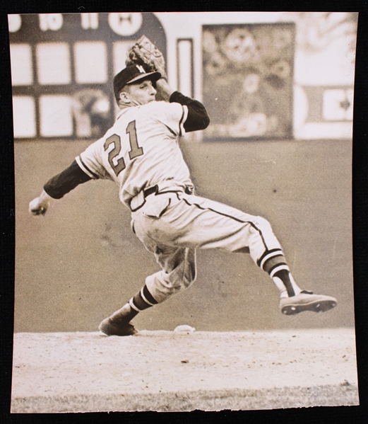 1962 Warren Spahn Milwaukee Braves 5"x5" Original B&W Miami Herald Staff Photo