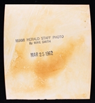 1962 Warren Spahn Milwaukee Braves 5x5 Original B&W Miami Herald Staff Photo