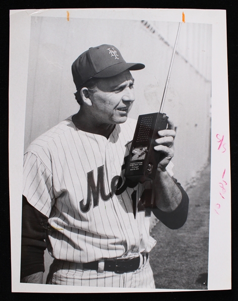 1971 Gil Hodges New York Mets 6.5"x8.5" Original John Rodgers Archive B&W Photo 