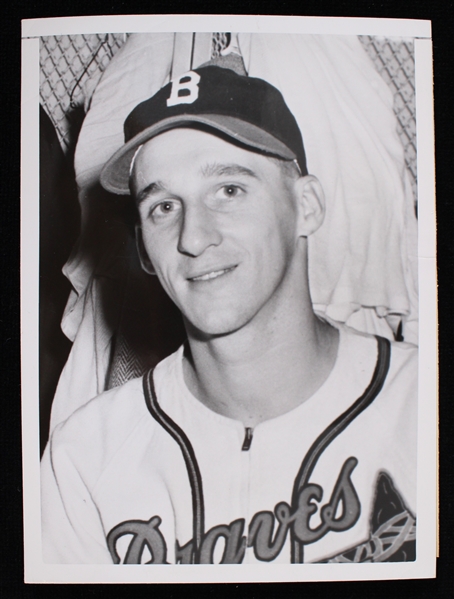 1952 Warren Spahn Boston Braves 5"x7" Original B&W United Press Photo