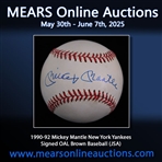 1990-92 Mickey Mantle New York Yankees Signed OAL Brown Baseball (JSA)
