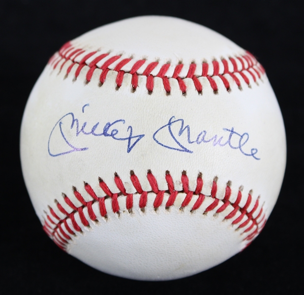 1985-89 Mickey Mantle New York Yankees Signed OAL Brown Baseball (JSA)