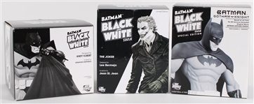 2000s-10s Batman Black & White DC Direct MIB Statues - Lot of 3 w/ Batman (x2) and The Joker