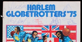 1975-78 Harlem Globetrotters Game Programs - Lot of 5 w/ 2 Multi Signed (JSA)