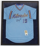 1982 Robin Yount Milwaukee Brewers Signed 33x40 Framed Jersey (JSA) 