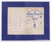1907 Walter Johnson Washington Nationals Signed 16" x 19" Framed Score Card (JSA) Rookie Season (Old Timer Event Program)