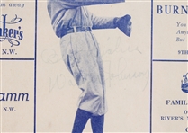 1907 Walter Johnson Washington Nationals Signed 16 x 19 Framed Score Card (JSA) Rookie Season (Old Timer Event Program)