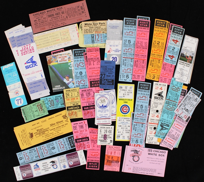 1970-1990 Chicago White Sox New York Yankees 1977 Chicago White Sox Phantom World Series Tickets and More Ticket Stubs and Full Tickets (Lot of 60+)