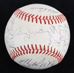 1982 Oakland Athletics Team Signed OAL MacPhail Baseball w/ Billy Martin, Clete Boyer, & More (JSA)