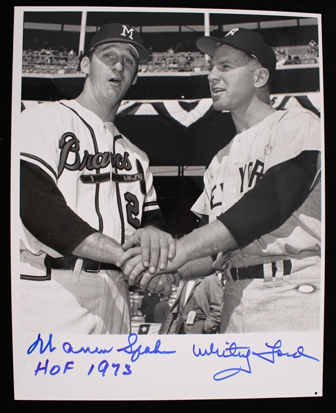 1970s Warren Spahn Whitey Ford Braves / Yankees Signed 8" x 10" Photo (JSA)