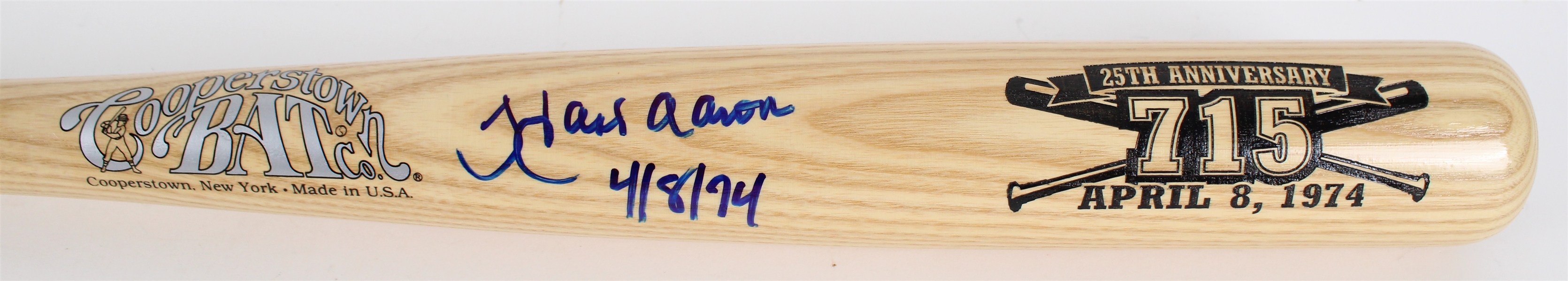 1999 Hank Aaron Atlanta Braves Signed Cooperstown Bat Co. 715 Home Runs 25th Anniversary Bat (PSA/DNA)