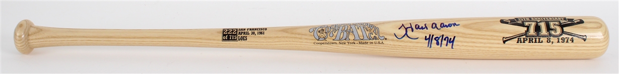 1999 Hank Aaron Atlanta Braves Signed Cooperstown Bat Co. 715 Home Runs 25th Anniversary Bat (PSA/DNA)