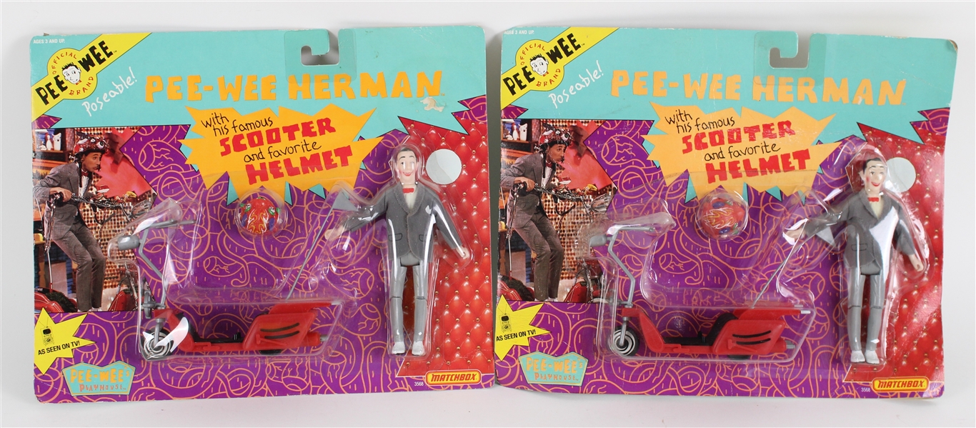 1988 Pee Wee Herman MOC Poseable Action Figure w/ Scotter & Helmet - Lot of 2