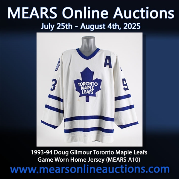 1993-94 Doug Gilmour Toronto Maple Leafs Game Worn Home Jersey (MEARS A10)