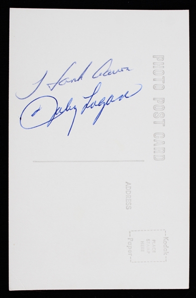 1954-65 Hank Aaron Johnny Logan Milwaukee Braves Signed 3.5" x 5.5" Postcard (JSA)