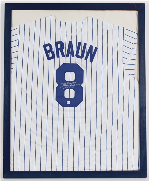 2007-2020 Ryan Braun Milwaukee Brewers Signed 26x33 Framed Jersey - Display Only 