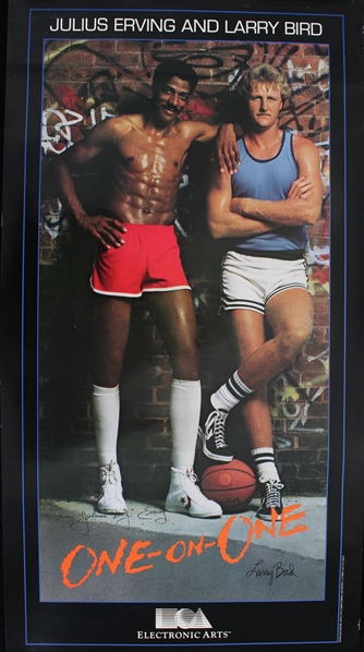 1984 Julius Erving & Larry Bird One on One 15x28 Poster 