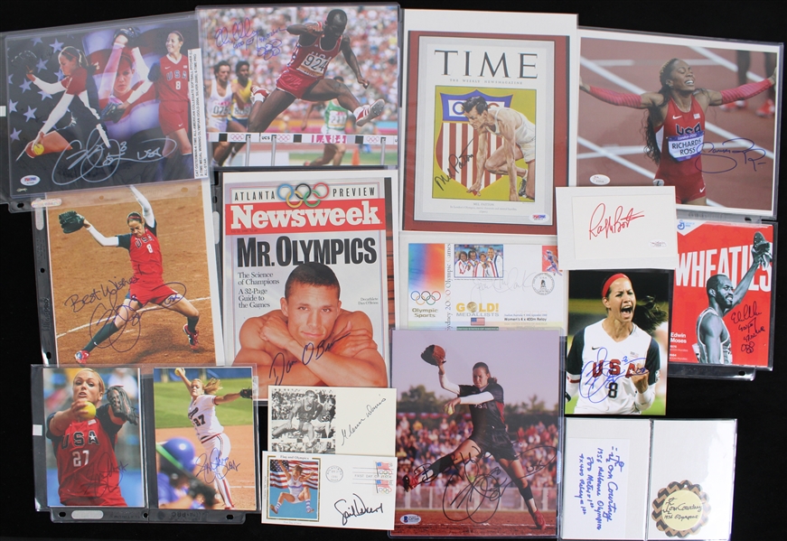 1970s-2000s Olympic Athletes Signed Photo Collection - Lot of 32 w/ Lisa Fernandez, Jennie Finch, Dick Fosbury, Bruce Jenner, Carl Lewis, Edwin Moses & More