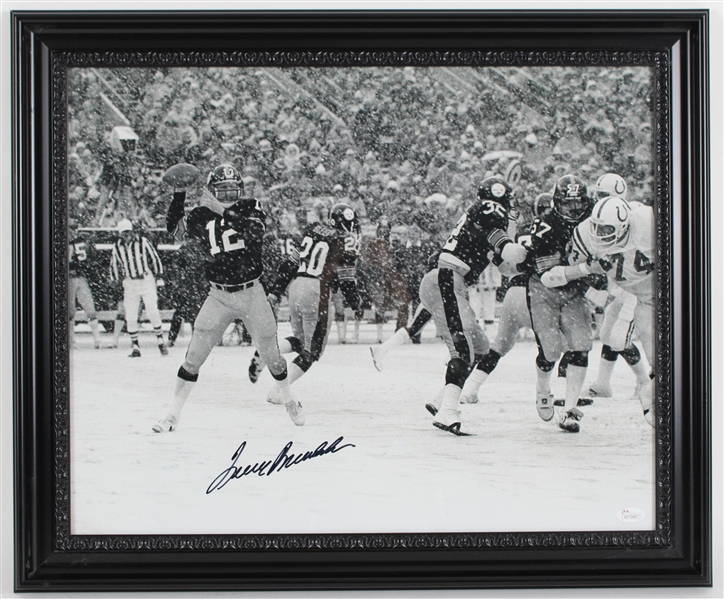 1970-83 Terry Bradshaw Pittsburgh Steelers Signed 20x23 Framed Photo *JSA*