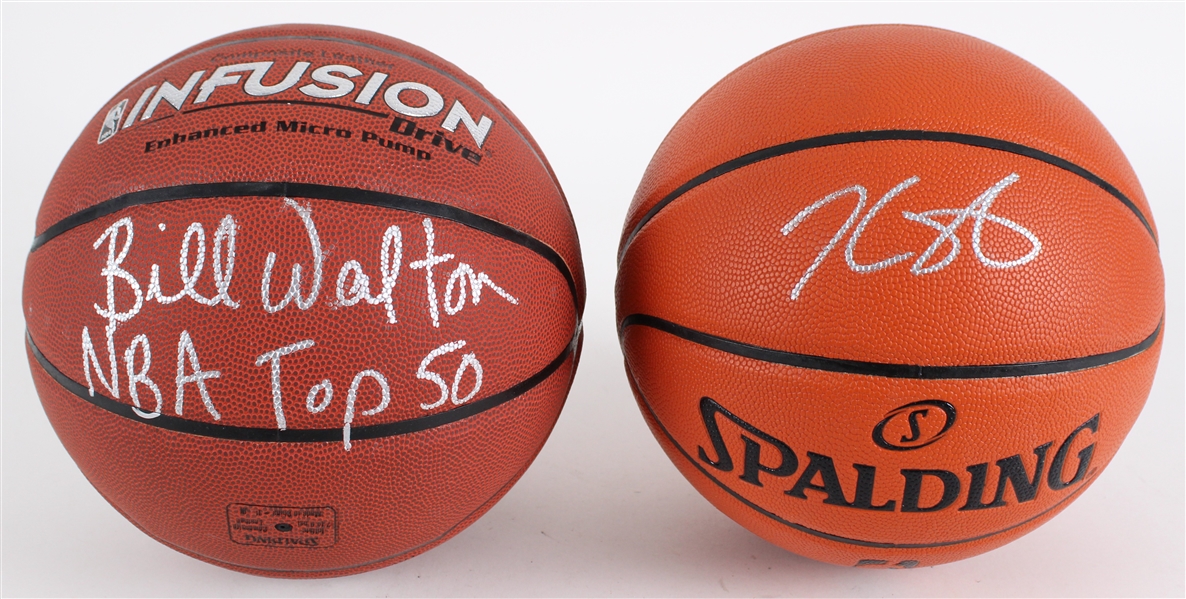 2010s Kevin Durant Bill Walton Signed Basketballs - Lot of 2 *JSA*