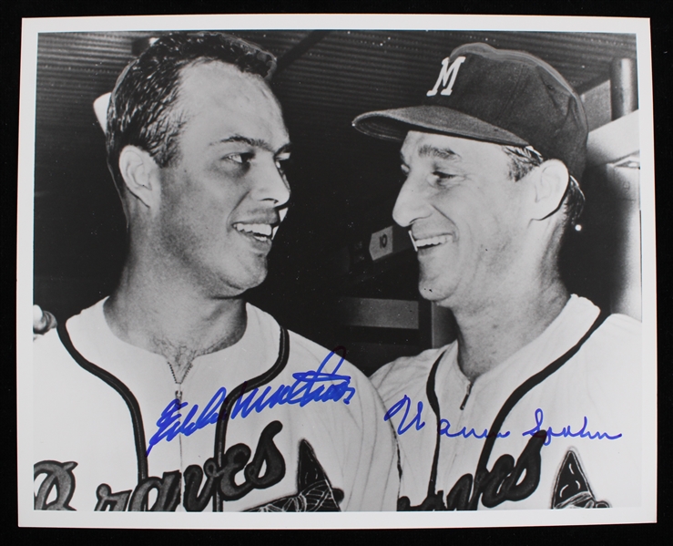 1990s Eddie Mathews Warren Spahn Milwaukee Braves Signed 8" x 10" Photo (JAS)