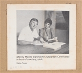 1989 Mickey Mantle NY Yankees Signed 13.5x17 Framed Autograph Certificate (JSA) 