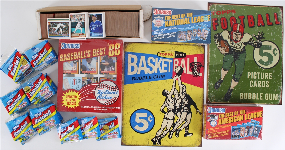 1988-92 Donruss & Topps Baseball Trading Cards - Lot of 1,000+ w/ Sealed Boxes, Unopened Packs & More