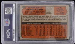 1972 Johnny Bench Cincinatti Reds Topps Trading Card #434 (PSA 8 NM-MT)
