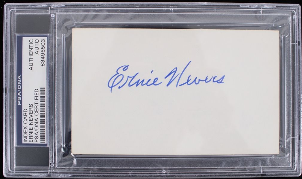 1926-31 Ernie Nevers (d.1976) Duluth Eskimos and Chicago Cardinals Autographed Index Card (PSA Slabbed)