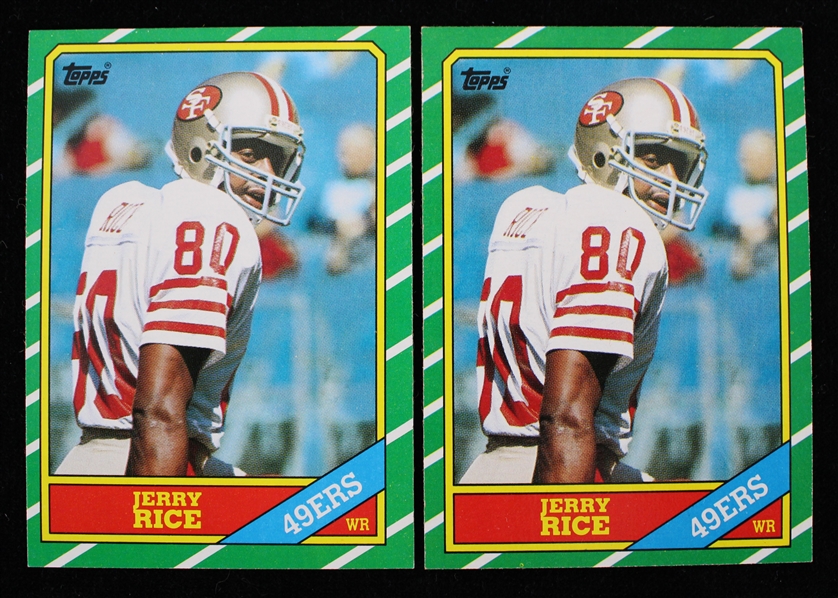 1986 Jerry Rice San Francisco 49ers  )Topps Trading Card #161 (Rookie Card) (Lot of 2) 