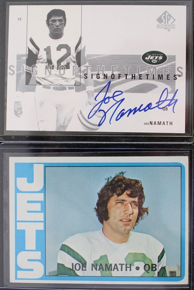 1972-2001 Joe Nameth New York Jets Topps and Autographed Upper Deck SP Authentic Trading Cards (Lot of 2)