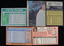 1969-78 Pete Rose Cincinnati Reds Topps Trading Cards (Lot of 5)