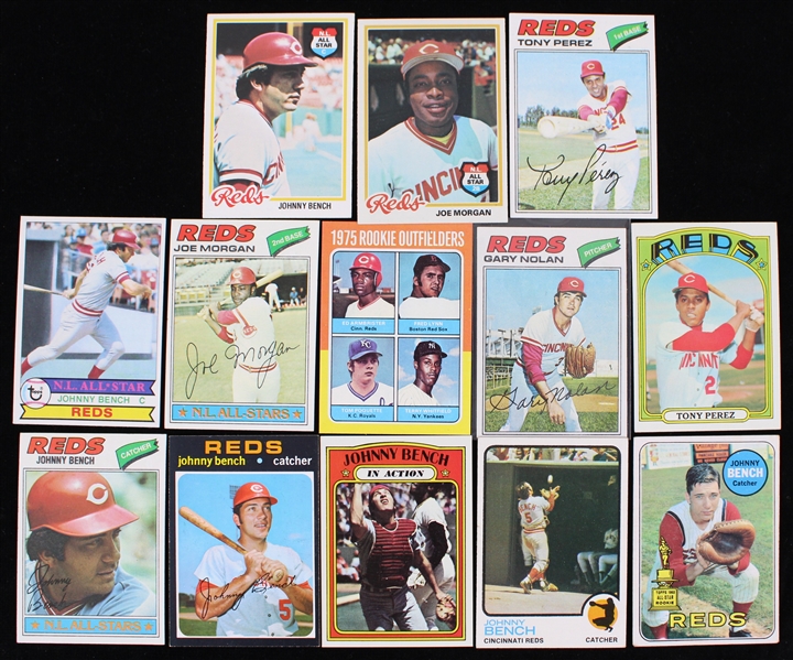 1969-79 Johnny Bench Joe Morgan Tony Perez and More Cincinnati Reds Topps Trading Cards (Lot of 13)