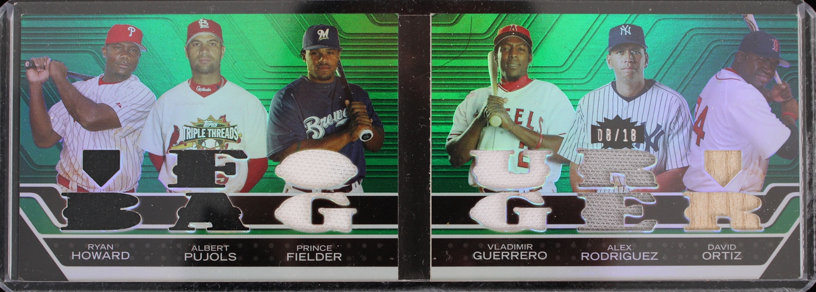 2006 Ryan Howard Albert Pujols Prince Fielder Vlad Guerrero Alex Rodriguez and David Ortiz Topps Triple Threads Double Relic Card #TTRDC-5 08/18