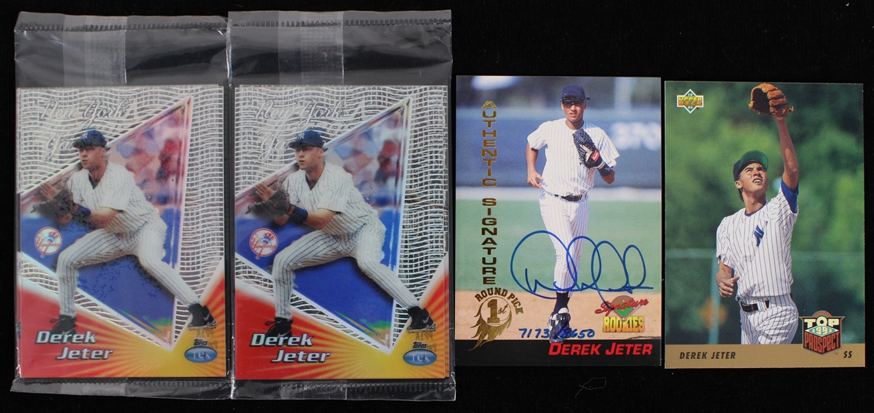 1993-1999 Derek Jeter New York Yankees Autographed Signature Rookie Card 7173/8650 and More Trading Cards (Lot of 4)