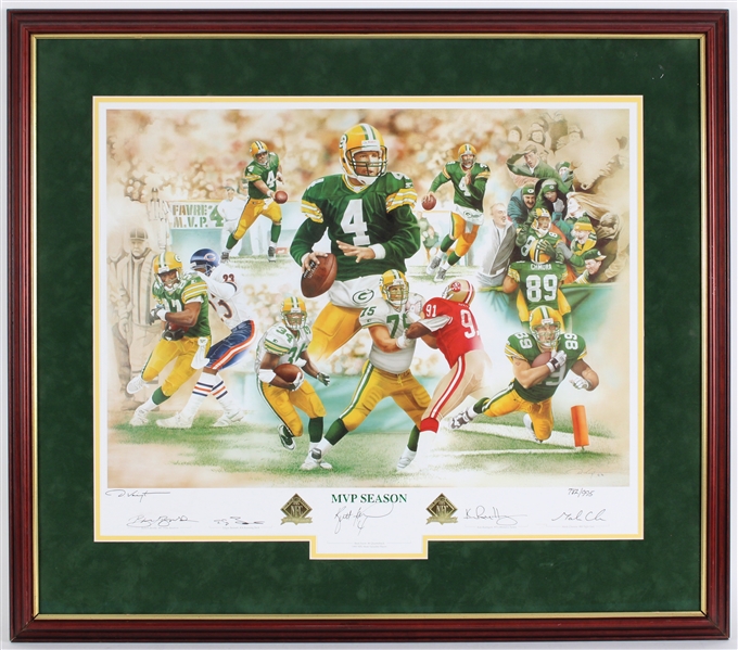 1995 Robert Brooks, Brett Favre & more Signed 30x34 Framed MVP Season LE Print (JSA)  