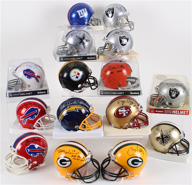 2000s Football Signed Mini Helmet Collection - Lot of 31 w/ Barry Sanders, Peyton Manning, Emmitt Smith, Ken Stabler & More (JSA)