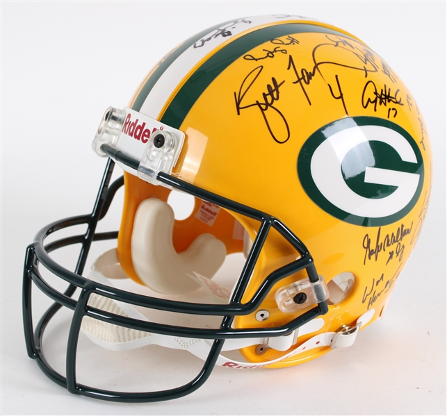 1997 Green Bay Packers Multi Signed Full Size Helmet w/ 30 Signatures Including Brett Favre, Gilbert Brown, Doug Pederson, Santana Dotson & More (JSA)