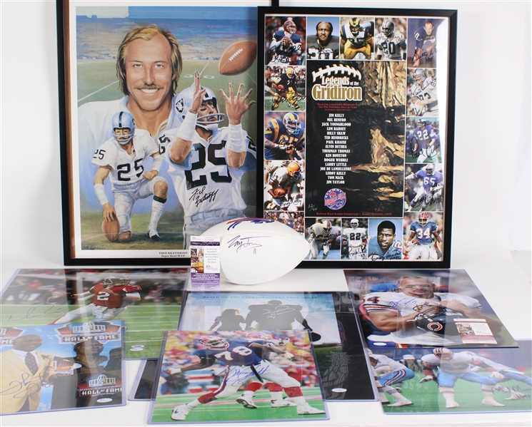 1990s-2000s Signed Football Framed & Oversize Photo Collection - Lot of 18 w/ Fred Biletnikoff, Bill Parcells, Mike Ditka, Bruce Smith, Thurman Thomas & More (JSA)