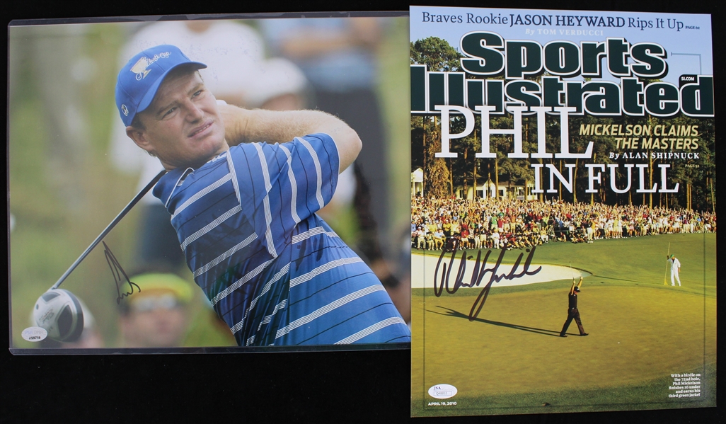 2010s Phil Mickelson Signed 11" x 14" Sports Illustrated Cover Blow Up & Ernie Els Signed 11"  x 14" Photo - Lot of 2