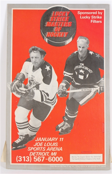 1983-84 Gordie Howe Bobby Hull Lucky Strikes Masters of Hockey 11" x 18" Joe Louis Arena Broadside
