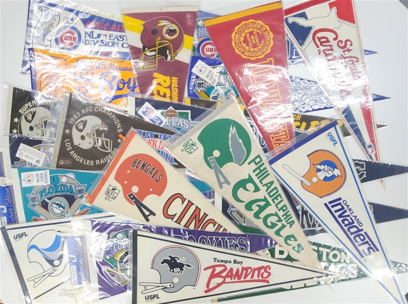 1980-2000 Football, Basketball, Baseball and Souvenir Pennants (Lot of 50+)