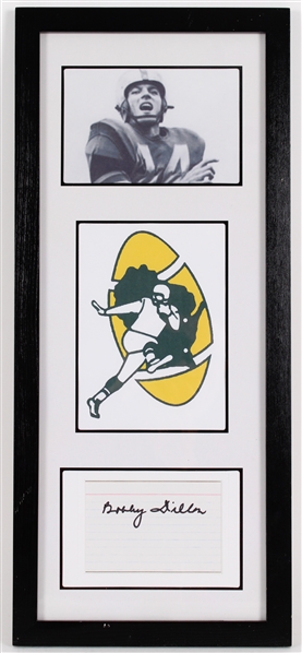 1952-59 Bobby Dillon Green Bay Packers Signed 9x21.5 Framed Index Card & Photo (JSA)