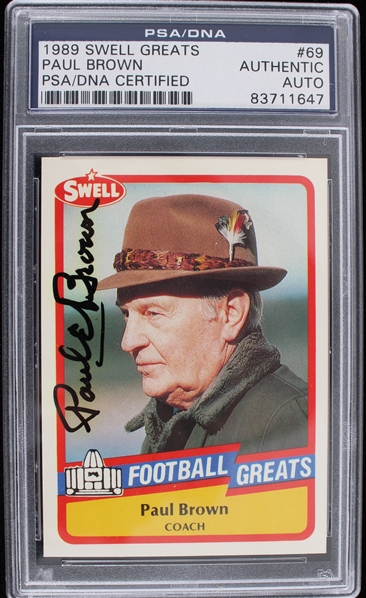 1989 Paul Brown (d.1991) Cleveland Browns Autographed Swell Greats Trading Card #69 (PSA Slabbed)