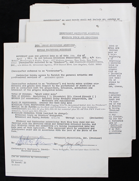 1970 Anthony Quinn (d.2001) Signed Kraft Music Hall Contract (PSA/DNA)
